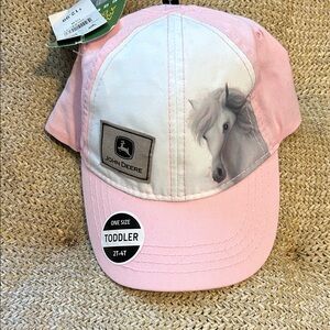 NWT John Deere Pink and White Toddler Baseball Cap